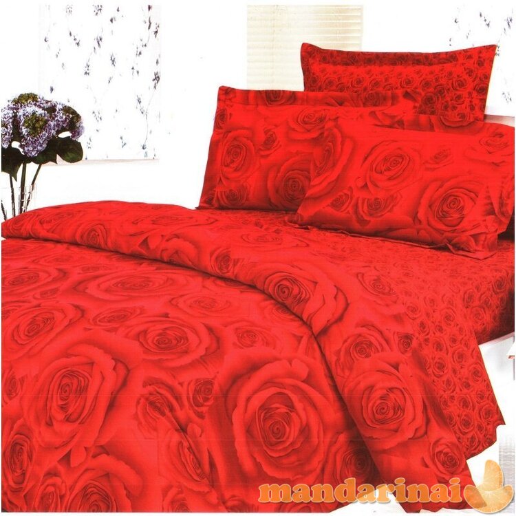 Keturių dalių patalynės komplektas "Raudonoji Rožė", 180x200 cm