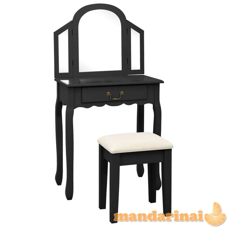 Kosmetinis staliukas, juodas, 65x36x128cm, paulovnija ir mdf