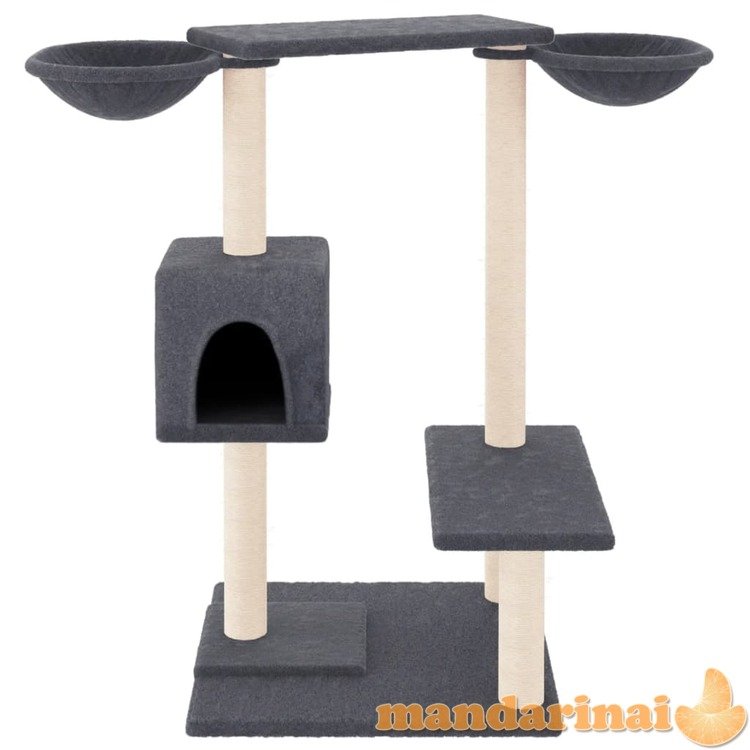 Draskyklė katėms su draskymo stovais, tamsiai pilka, 82cm