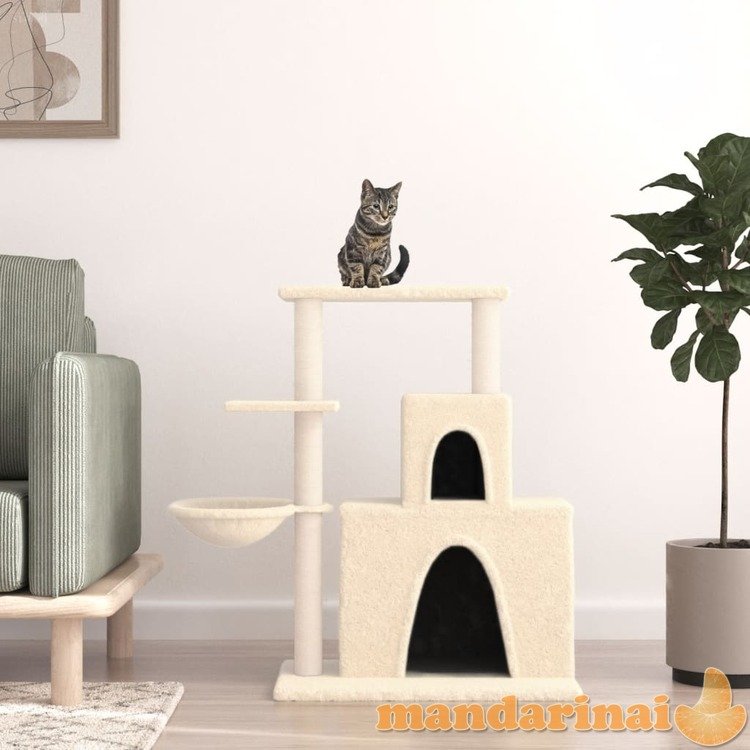 Draskyklė katėms su stovais iš sizalio, kreminės spalvos, 83cm
