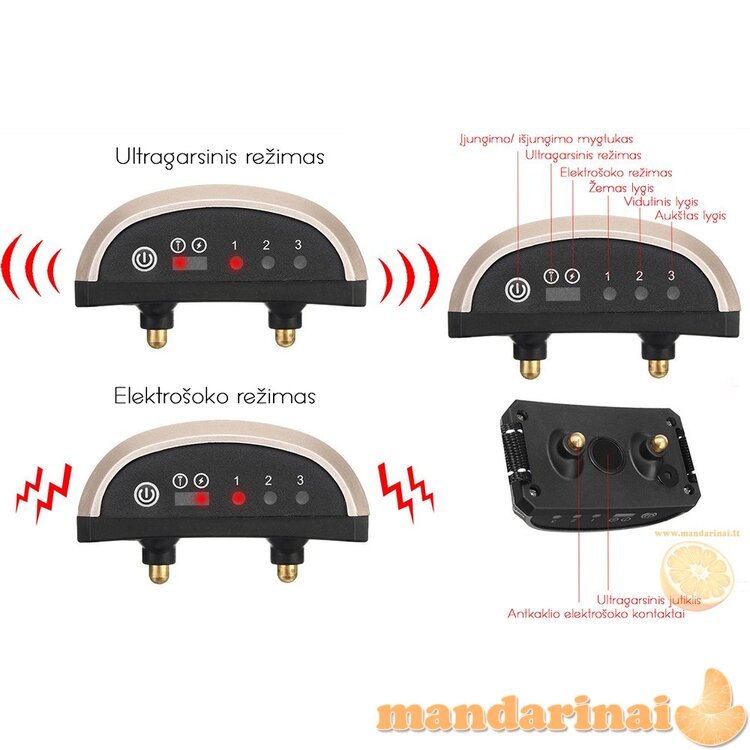 Pakraunamas 2 režimų anti-lojimo antkaklis