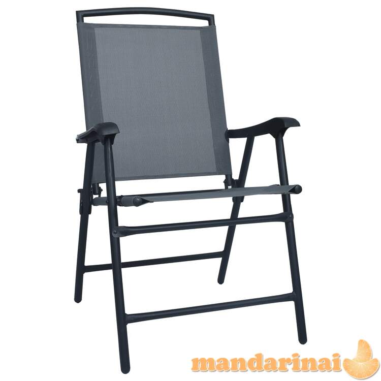 Sulankstomos sodo kėdės, 2vnt., pilkos spalvos, tekstilenas