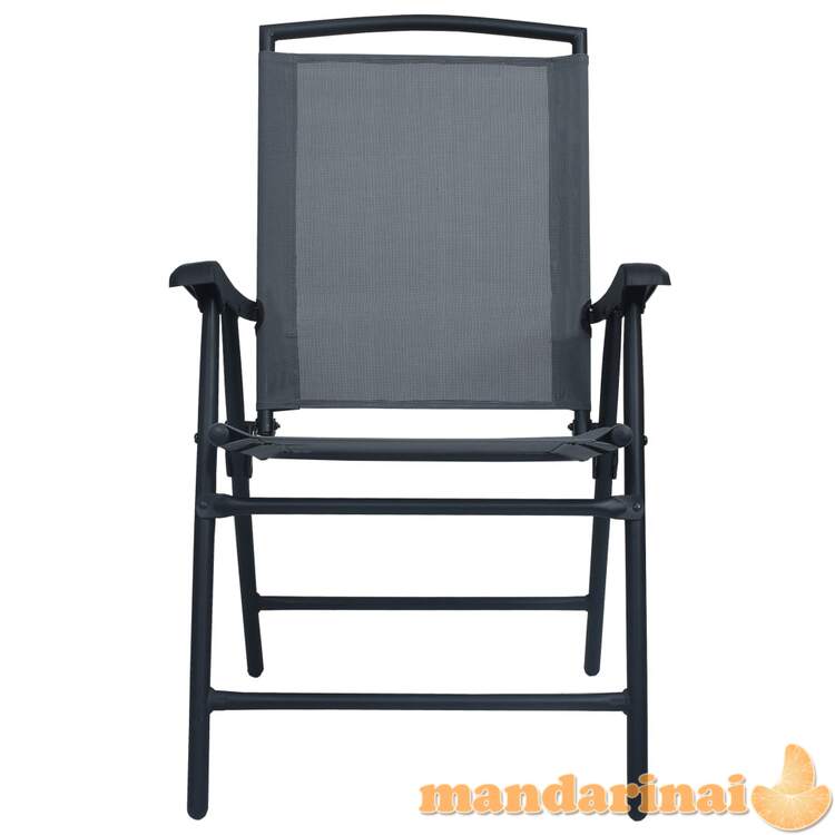 Sulankstomos sodo kėdės, 2vnt., pilkos spalvos, tekstilenas