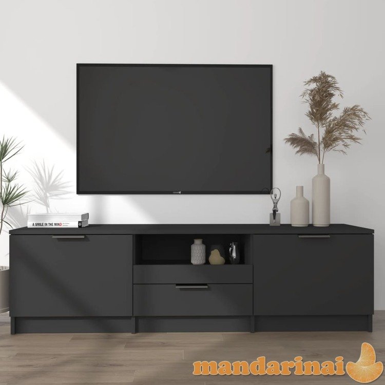 Televizoriaus spintelė, juoda, 140x35x40cm, apdirbta mediena