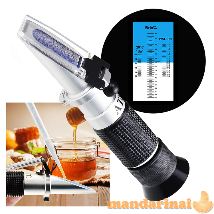 Refraktometras medui su tankio ir vandens kiekio skale