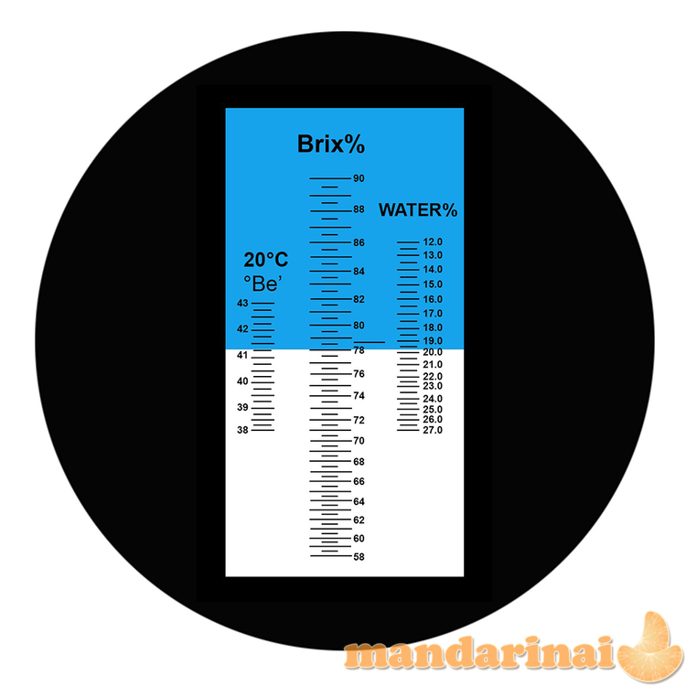 Refraktometras medui su tankio ir vandens kiekio skale