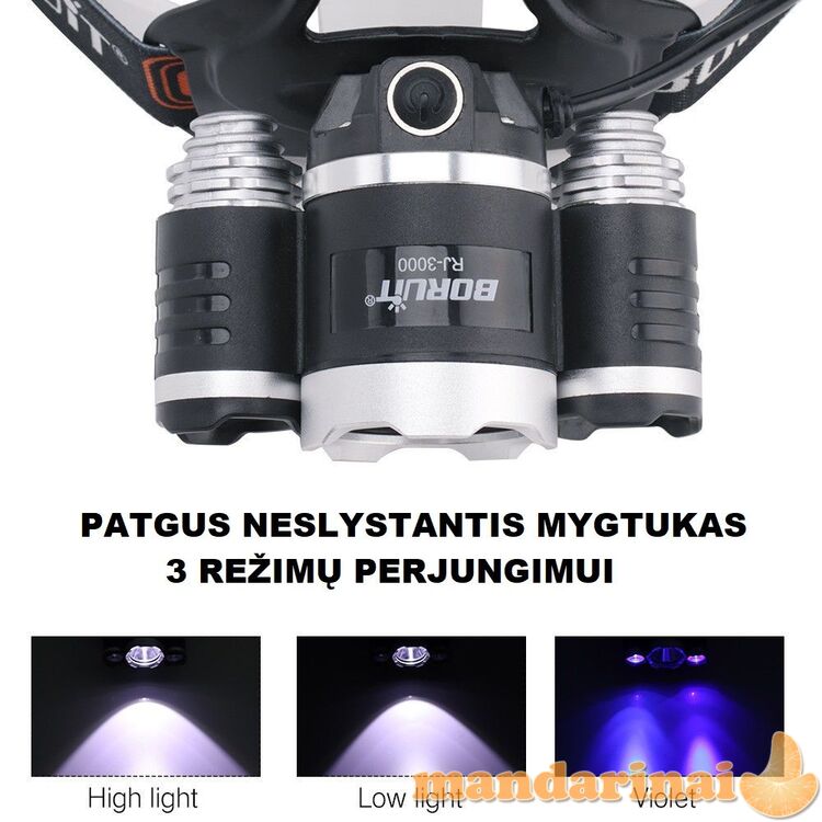 Kombinuoto veikimo UV prožektorius ant galvos