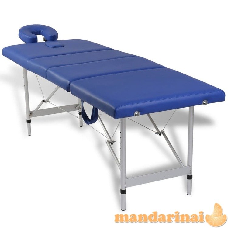 Sulankstomas masažo stalas su aliuminio rėmu, 4 zonų, mėlynas