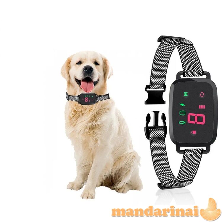 Pakraunamas 3 režimų anti-lojimo antkaklis su LCD ekranu