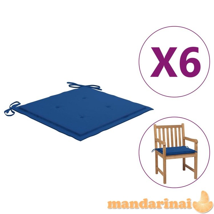Sodo kėdės pagalvėlės, 6vnt., mėlynos, 50x50x4cm, audinys