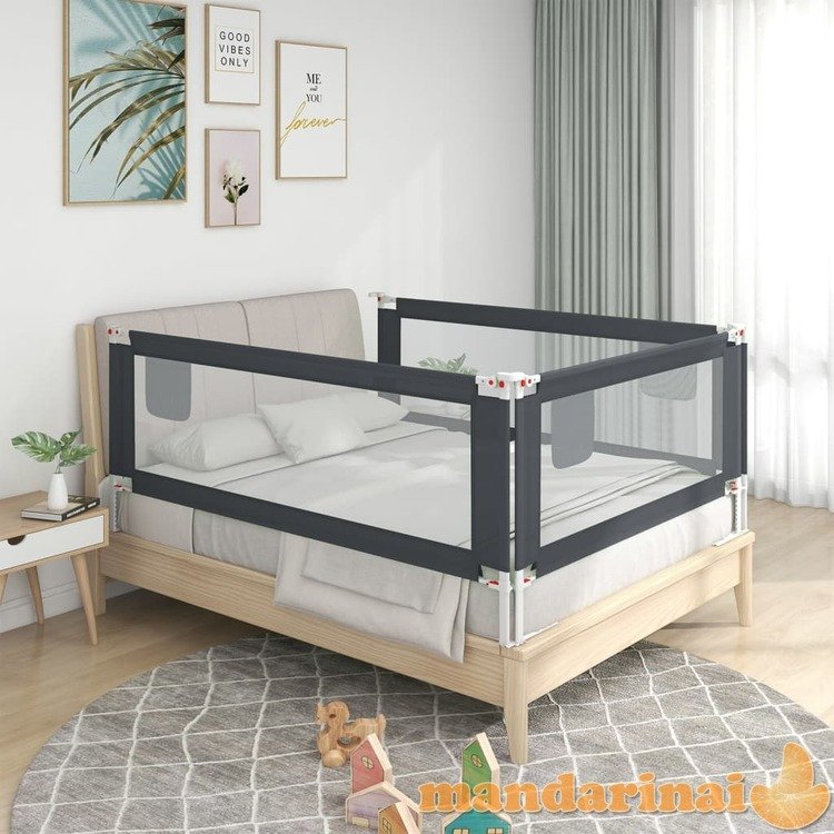 Apsauginis turėklas vaiko lovai, pilkas, 90x25cm, audinys