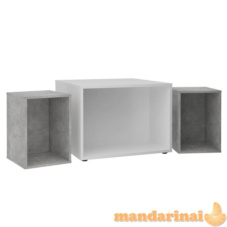 Fmd kavos staliukas su 2 šoniniais staliukais, betono, 67,5x67,5x50cm