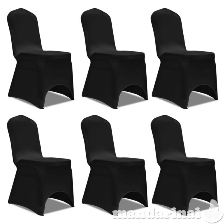 Tamprūs užvalkalai kėdėms, juodos spalvos, 6 vnt.