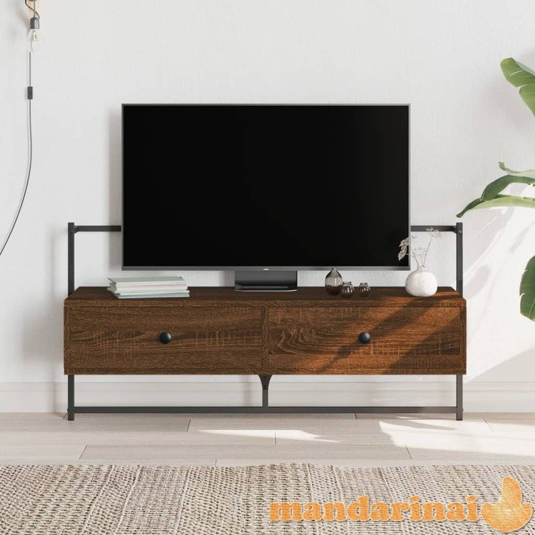 Sieninė televizoriaus spintelė, ruda, 100,5x30x51cm, mediena