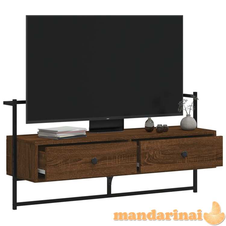 Sieninė televizoriaus spintelė, ruda, 100,5x30x51cm, mediena