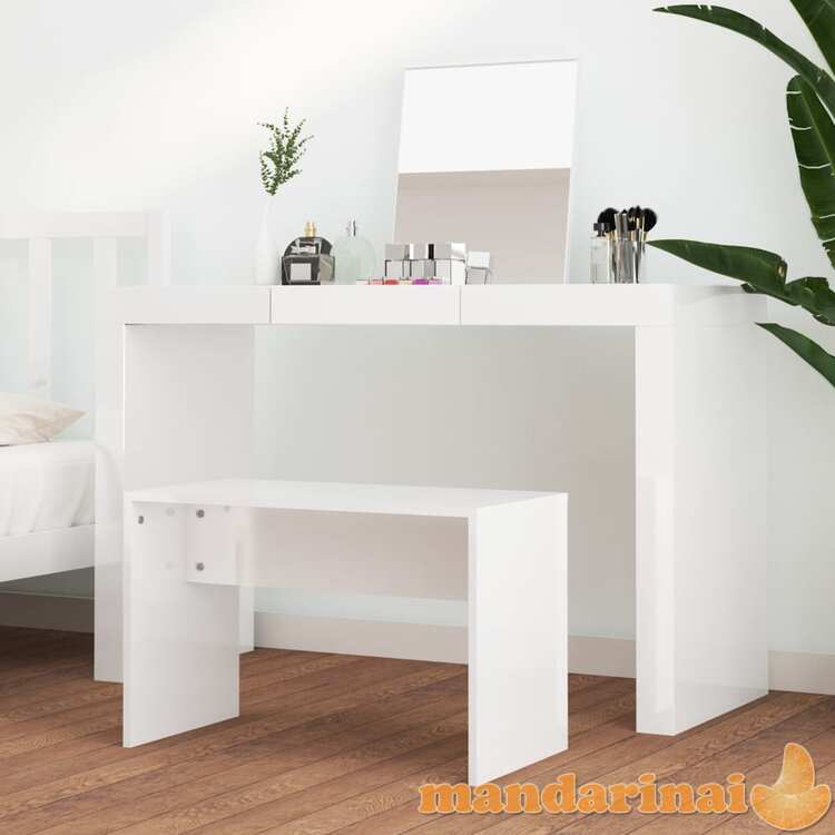 Kosmetinio staliuko kėdutė, balta, 70x35x45cm, mediena, blizgi