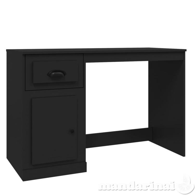 Rašomasis stalas su stalčiumi, juodas, 115x50x75cm, mediena
