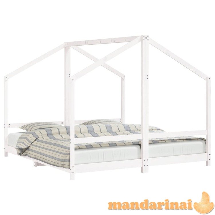 Vaikiškos lovos rėmas, baltas, 2x(90x200)cm, pušies masyvas