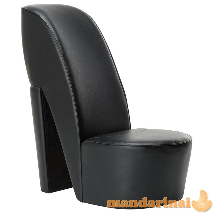 Aukštakulnio formos kėdė, juodos spalvos, dirbtinė oda