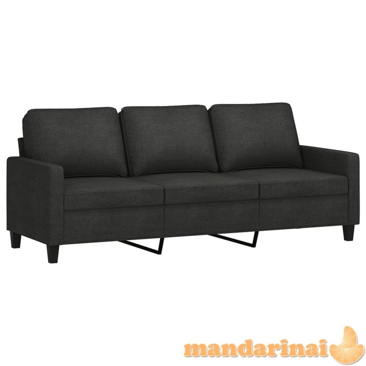 Trivietė sofa, juodos spalvos, 180cm, audinys