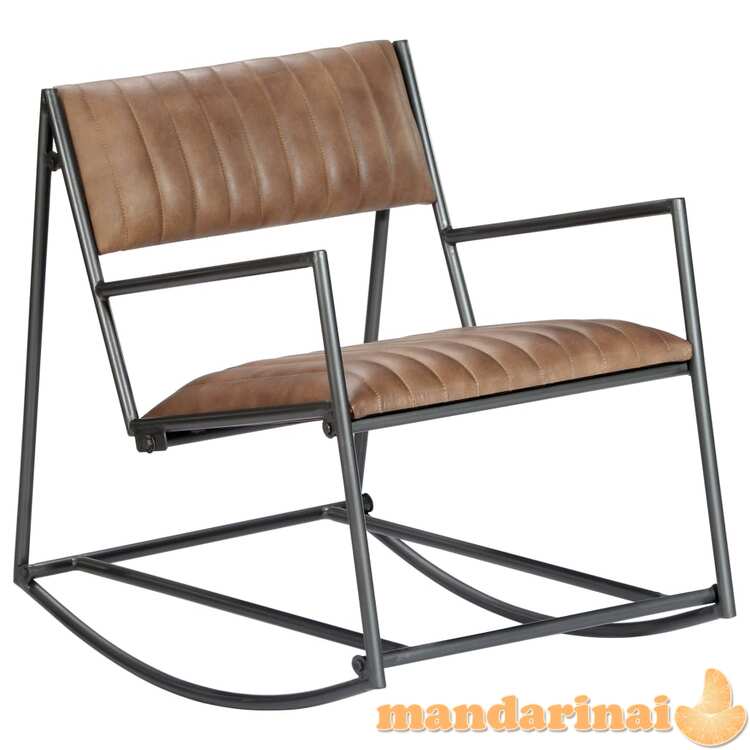 Supama kėdė, šviesiai rudos spalvos, tikra oda
