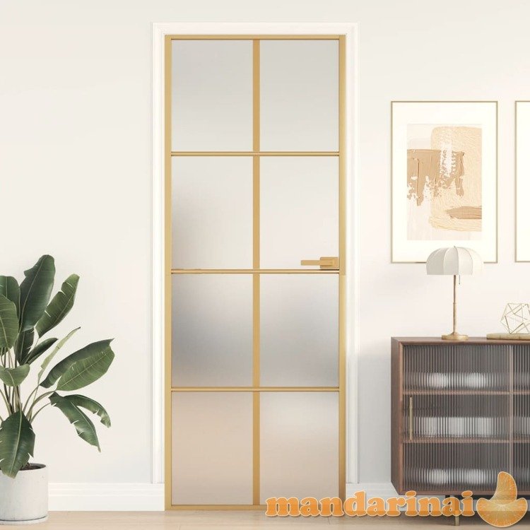 Vidaus durys, auksinės, 76x201,5cm, grūdintas stiklas/aliuminis