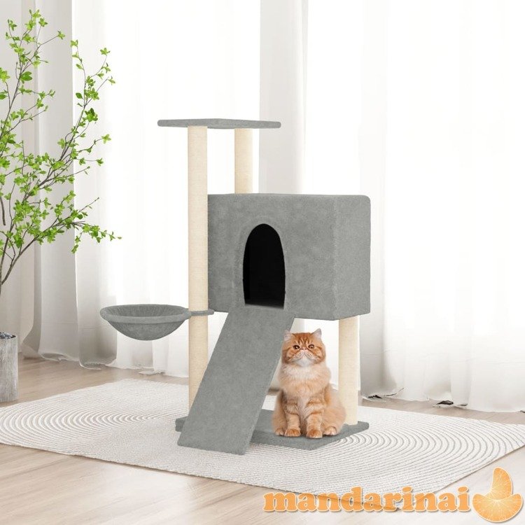 Draskyklė katėms su stovais iš sizalio, šviesiai pilka, 96cm