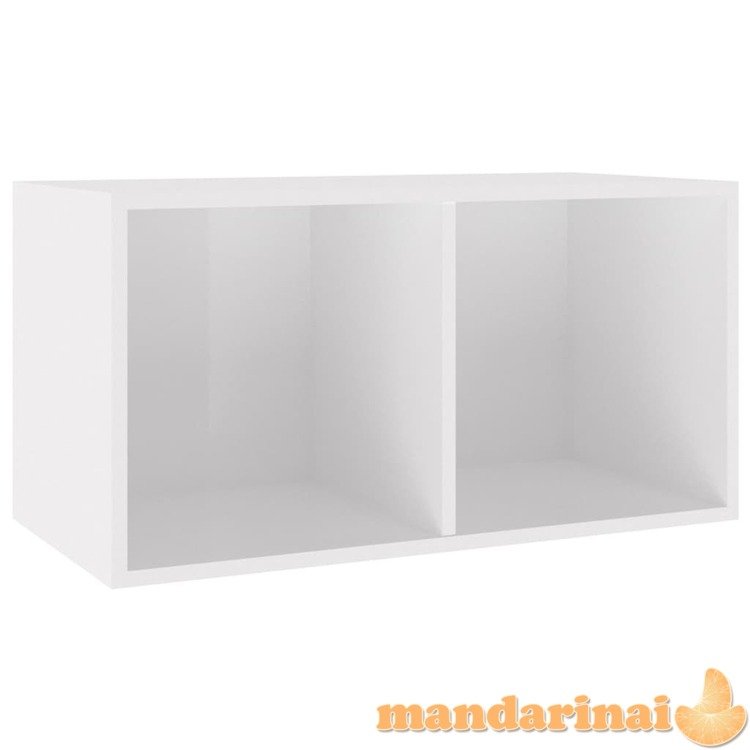 Dėžė vinilinėms plokštelėms, balta, 71x34x36cm, mediena, blizgi