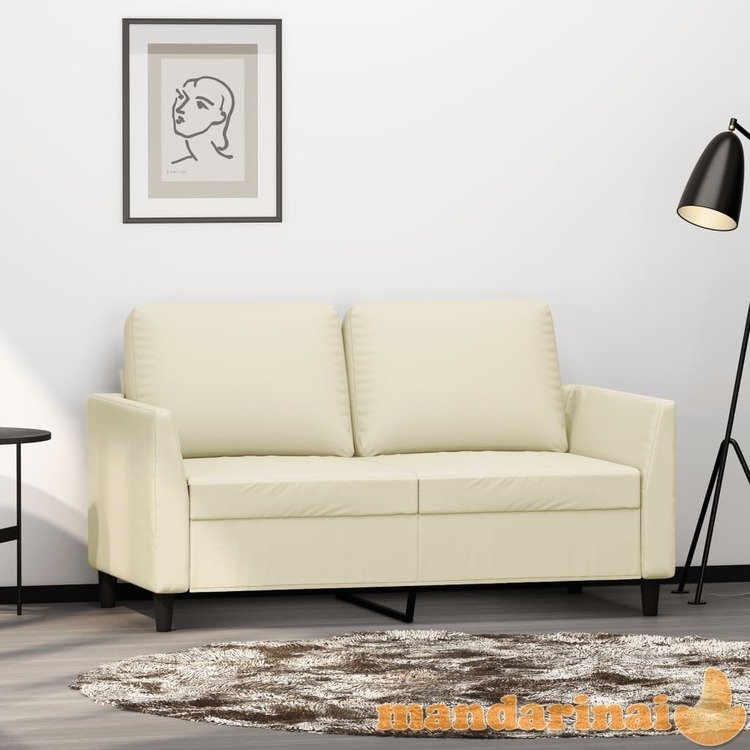 Dvivietė sofa, kreminės spalvos, 120cm, dirbtinė oda