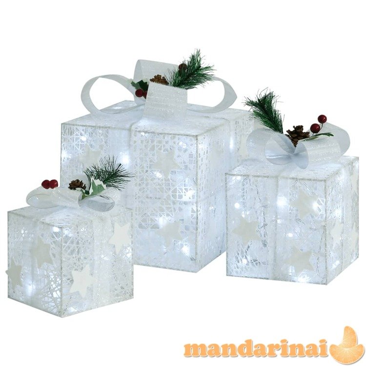 Kalėdų dekoracija dovanų dėžutės, 3vnt., baltos spalvos