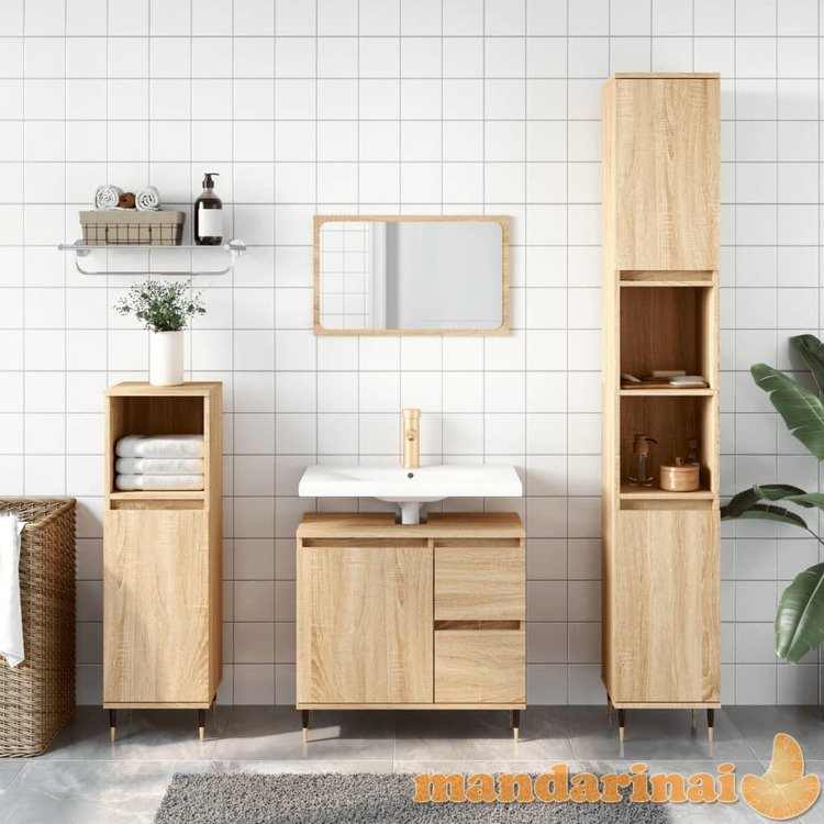 Vonios kambario spintelė, ąžuolo, 30x30x190cm, apdirbta mediena
