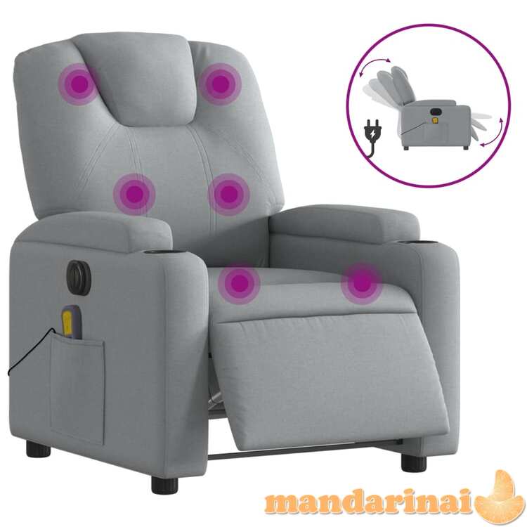 Elektrinis masažinis krėslas, šviesiai pilkas, audinys