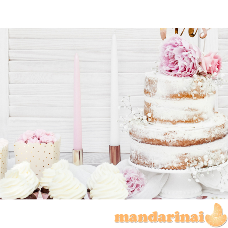 Taper candle, matt, white, 24cm (1 pkt / 10 pc.)