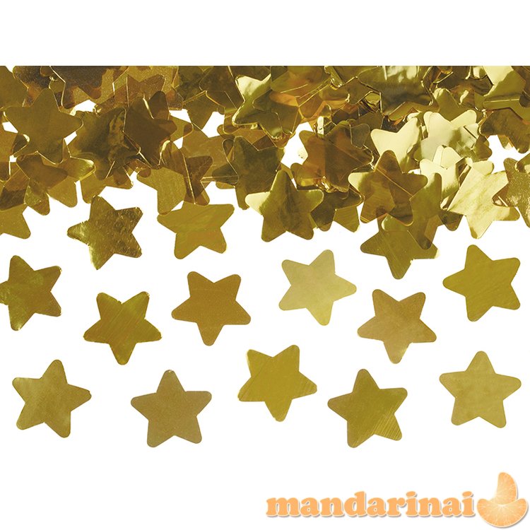 Confetti cannon with stars, gold, 40cm