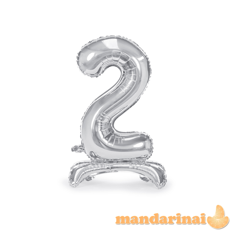 Standing foil balloon Number   2  , 70cm, silver