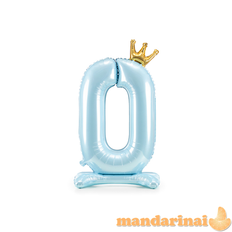 Standing foil balloon Number   0   , 84 cm,  sky-blue