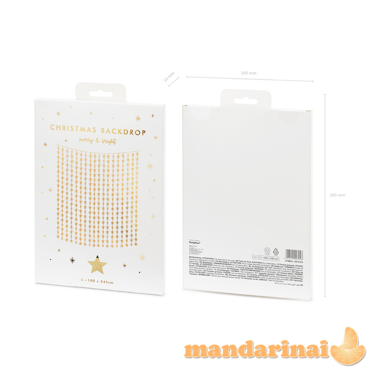 Party curtain - Stars, gold, 100x245cm