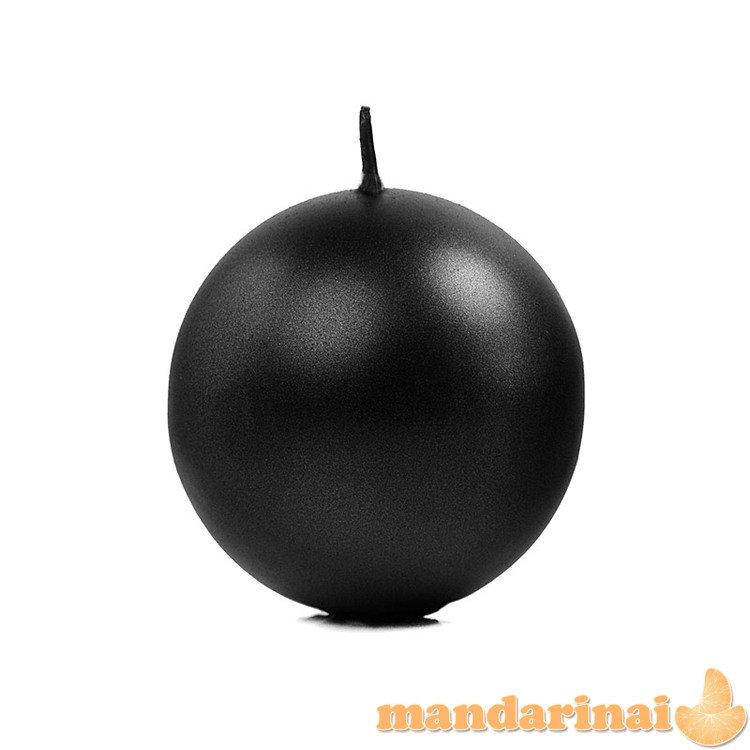 Candle Sphere, metallic, black, 8cm (1 pkt / 6 pc.)