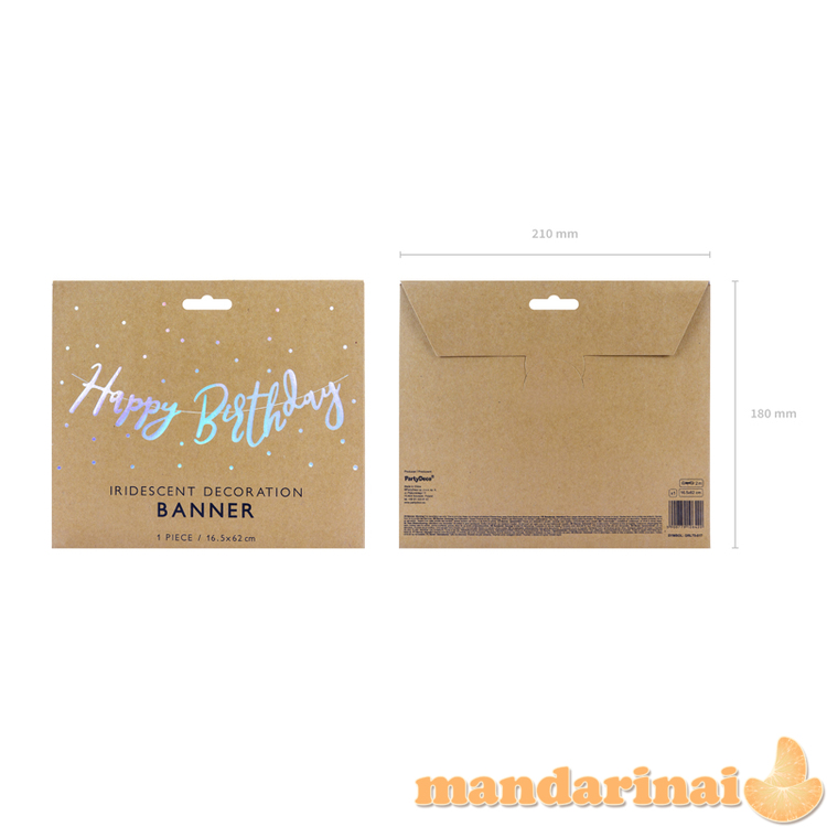 Banner Happy Birthday, iridescent, 16.5x62cm 7