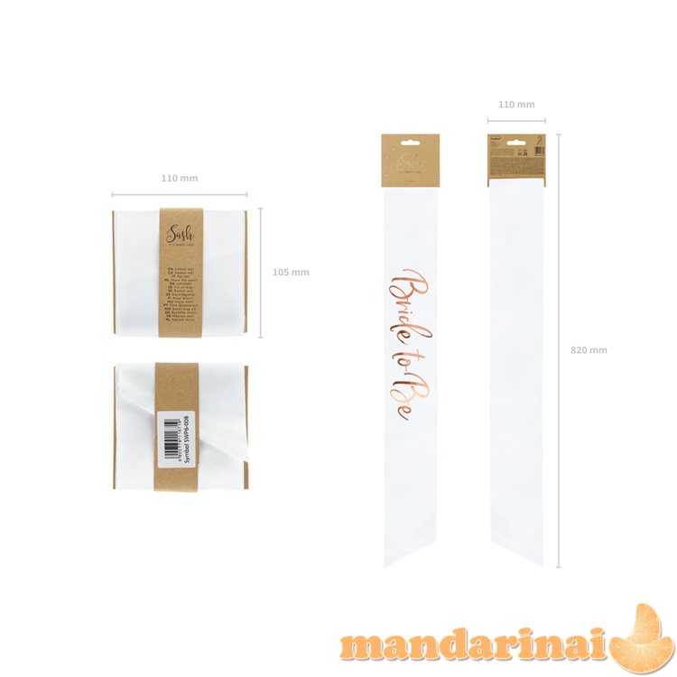 Sash Bride to be, white, 75cm