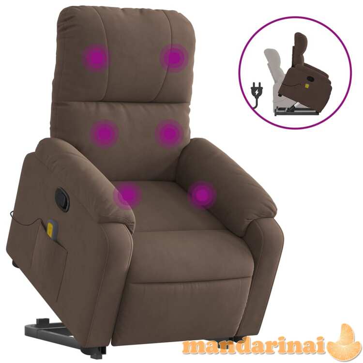 Atsistojantis masažinis krėslas, rudas, mikropluošto audinys