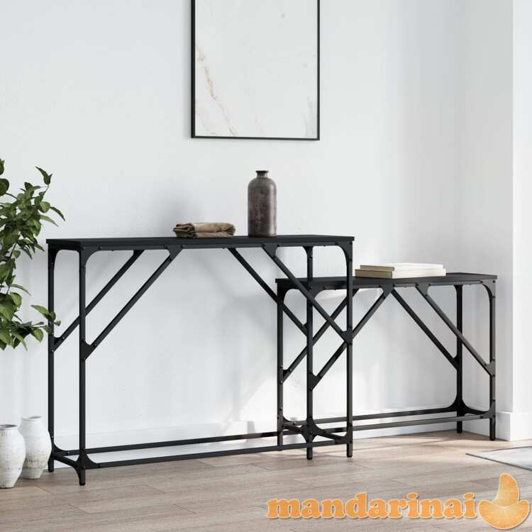 Sustumiami konsoliniai staliukai, 2vnt., juodi, mediena