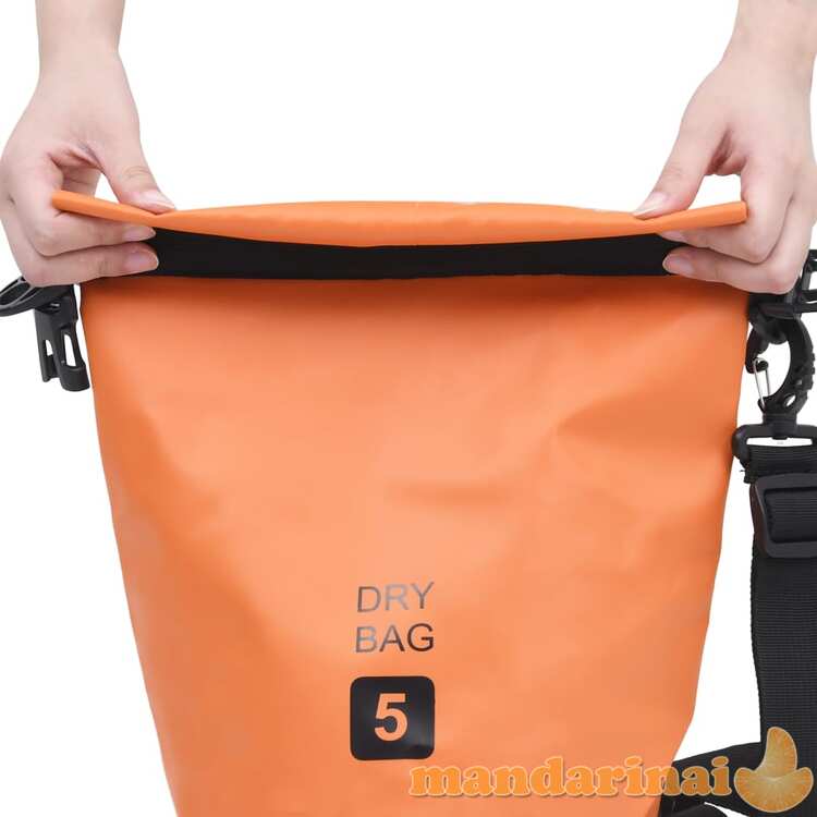 Vandeniui atsparus krepšys, oranžinės spalvos, pvc, 5l