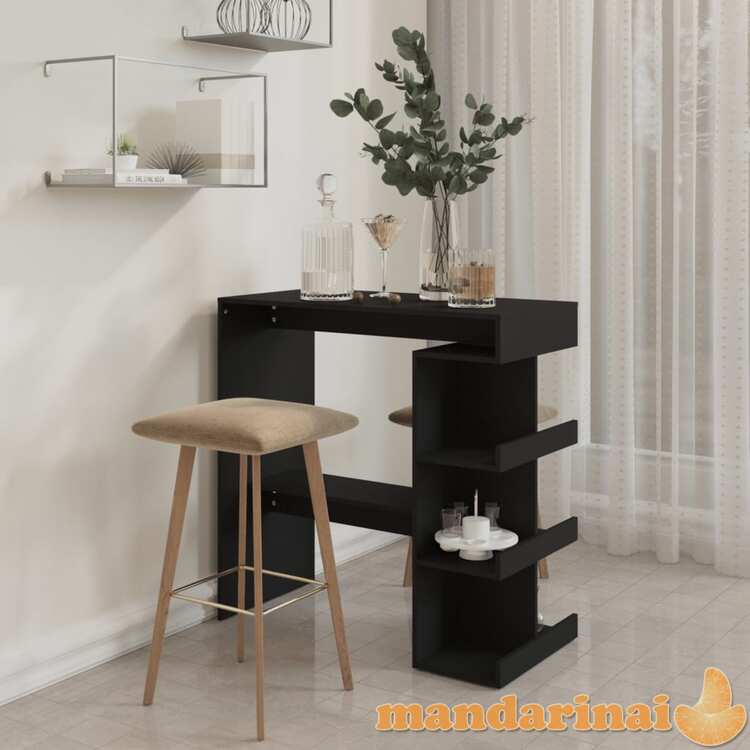 Baro stalas su lentyna, juodos spalvos, 100x50x101,5cm, mdp