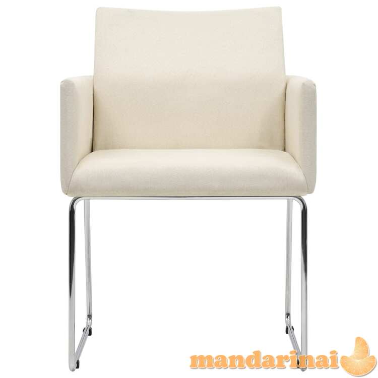 Valgomojo kėdės, 2vnt., baltos, lino išvaizdos audinys