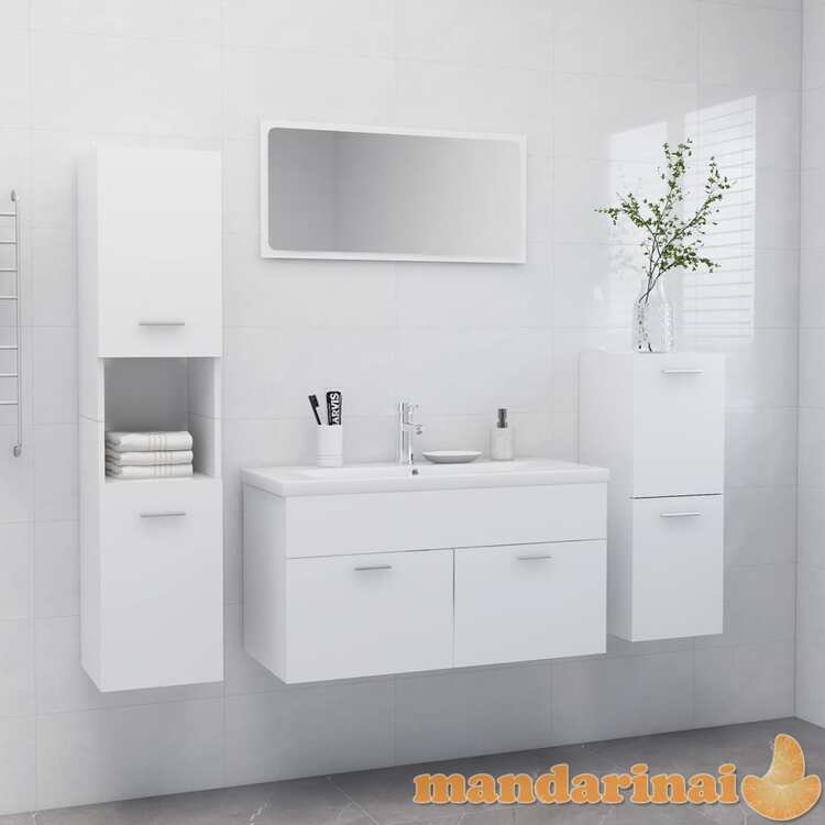 Vonios kambario baldų komplektas, baltos spalvos, mdp