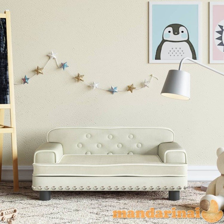 Vaikiška sofa, kreminės spalvos, 70x45x30cm, aksomas