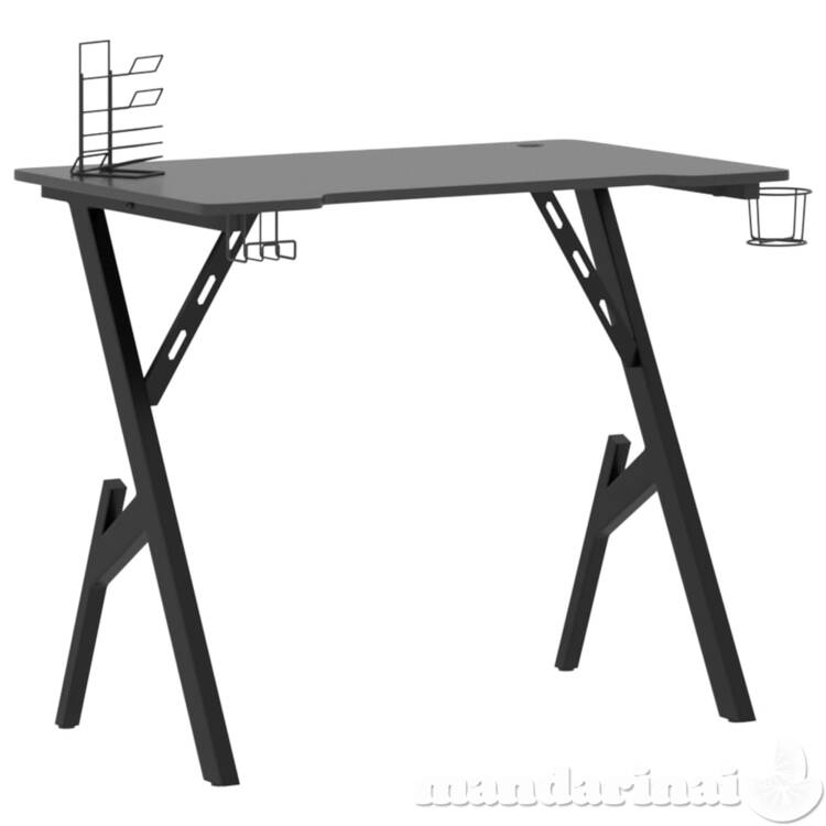 Žaidimų stalas su y formos kojelėmis, juodas, 90x60x75cm