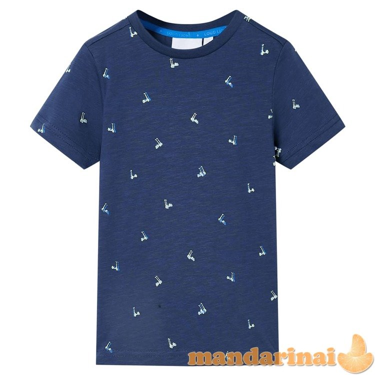 Vaikiški marškinėliai, tamsiai mėlynos spalvos, 104 dydžio
