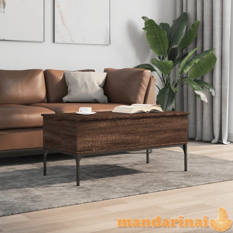 Kavos staliukas, rudas ąžuolo, 100x50x45cm, mediena/metalas